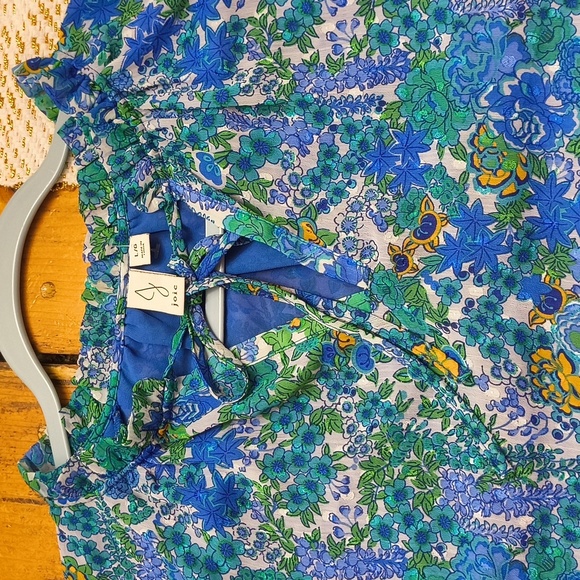 Joie Floral Blue and Green Women's Top Garden Party Brunch Career Large Vacation - Picture 15 of 15